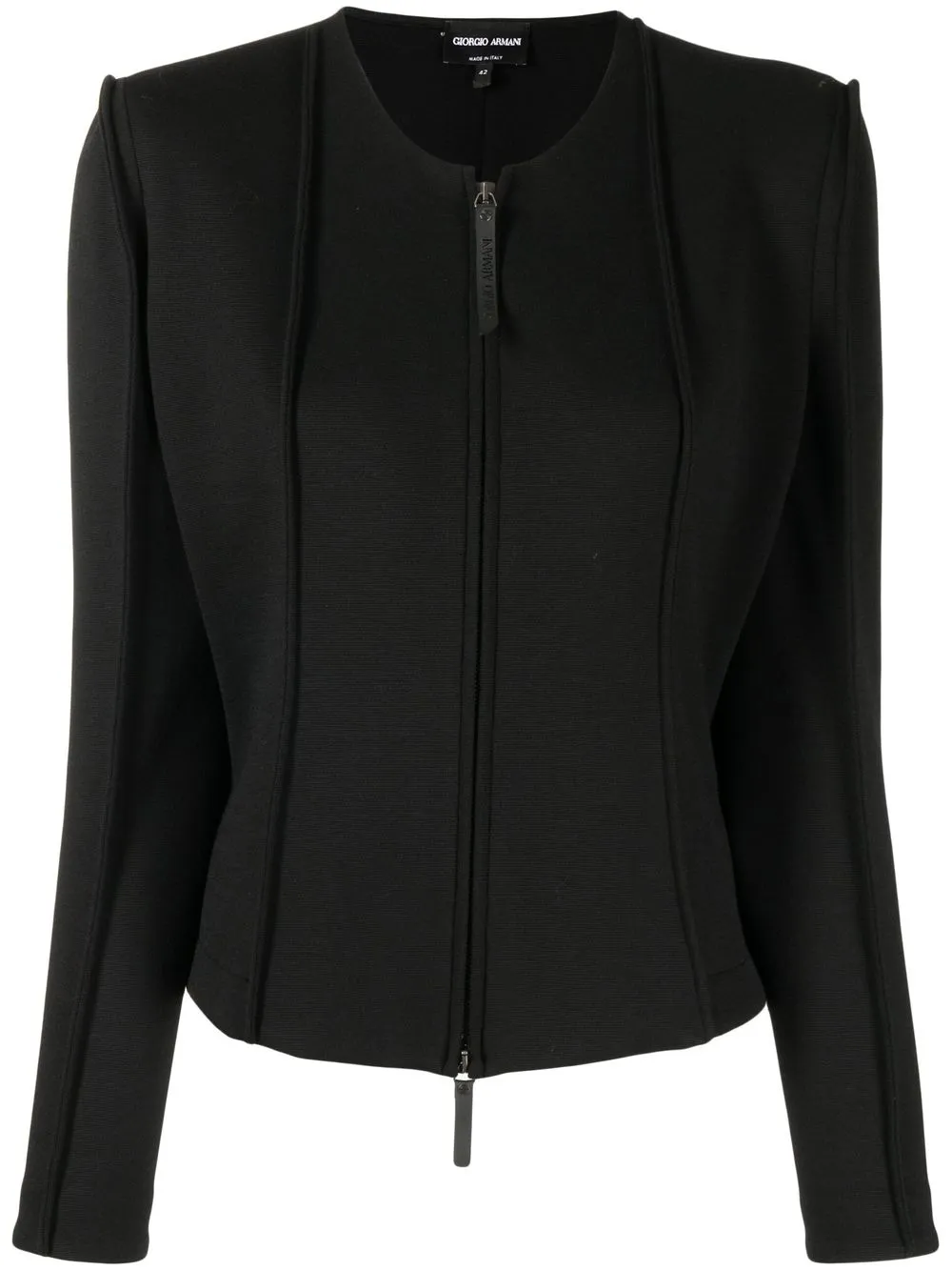 

Giorgio Armani fitted zip-fastening jacket - Black