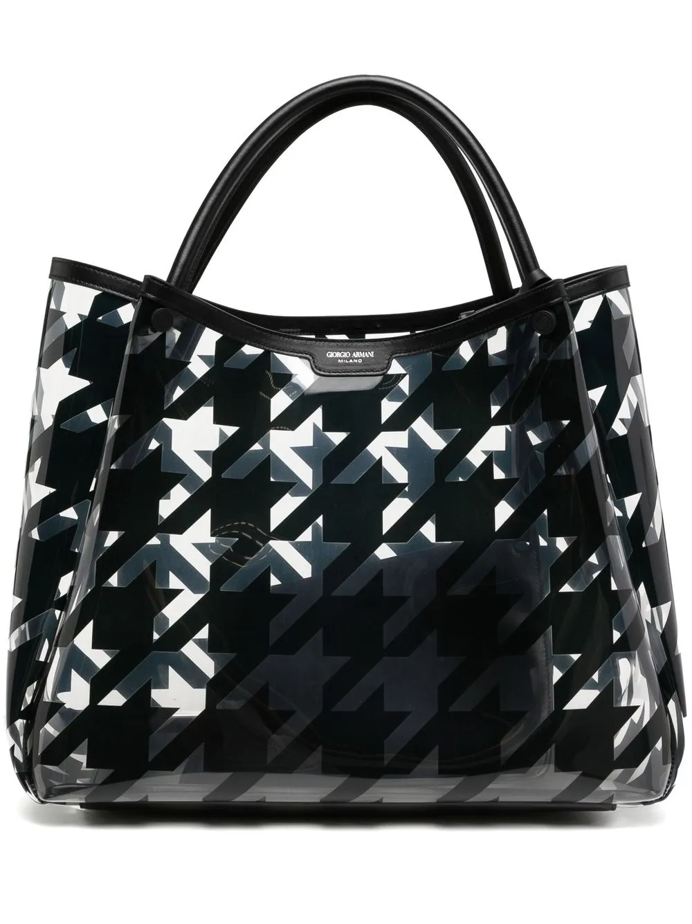 

Giorgio Armani tote con estampado pied de poule - Negro