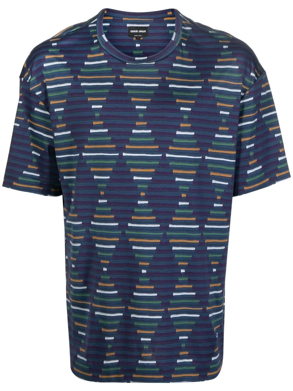 

Giorgio Armani striped diamond-print T-shirt - Azul