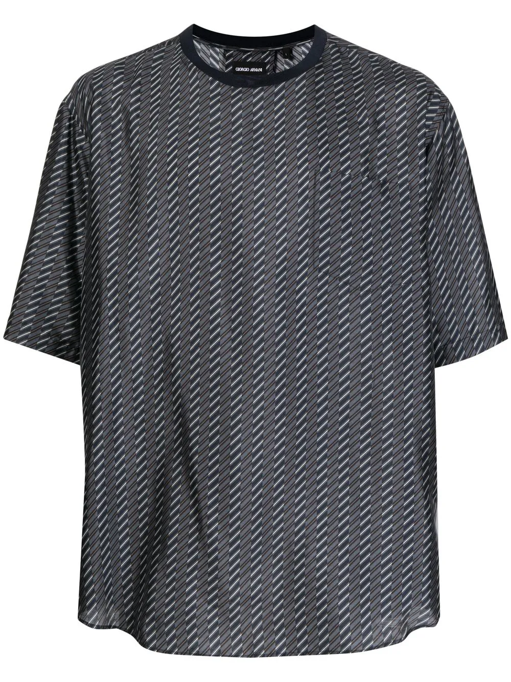 

Giorgio Armani stripe-print silk T-shirt - Azul