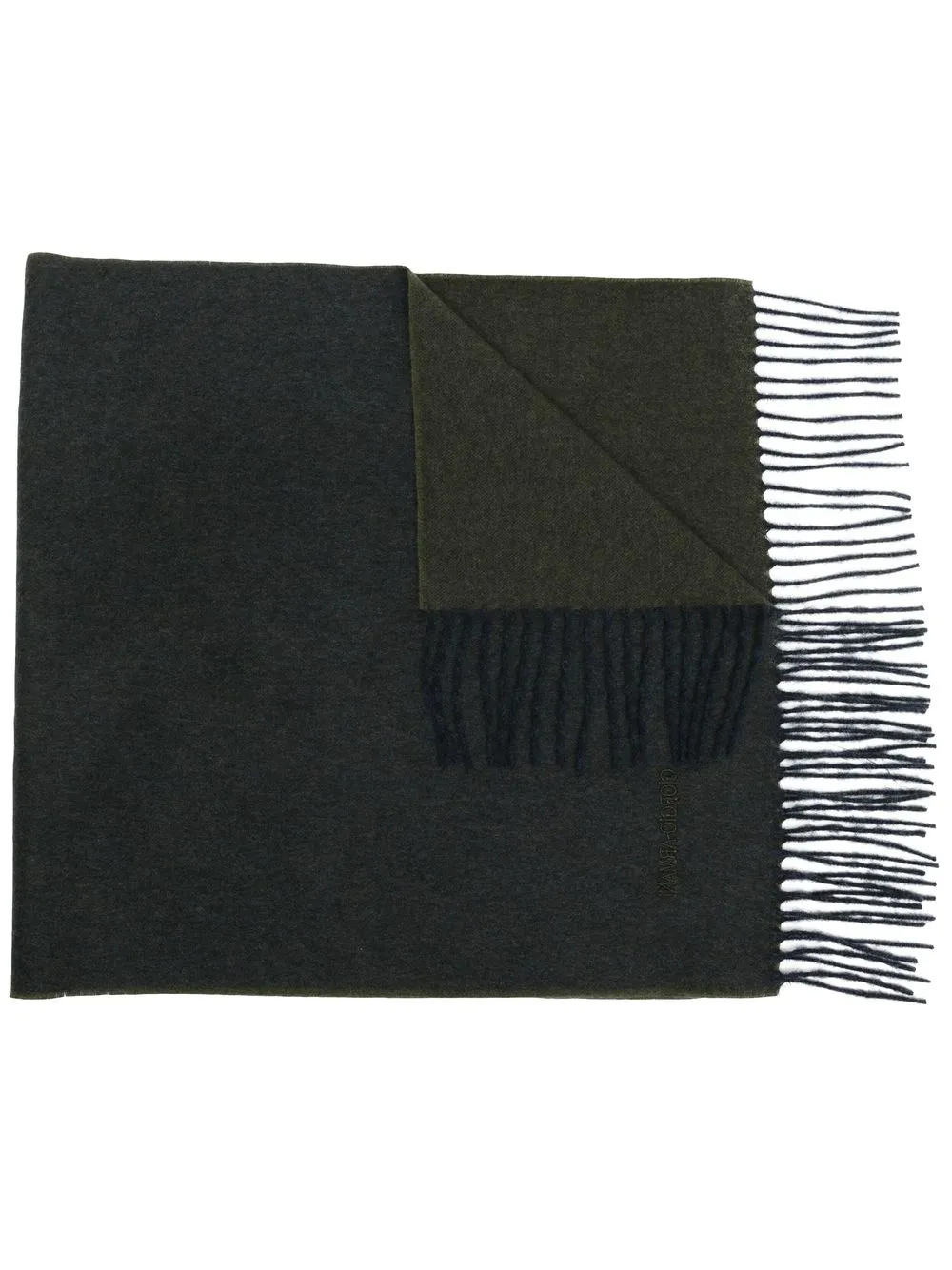 

Giorgio Armani embroidered-logo detail knit scarf - Green