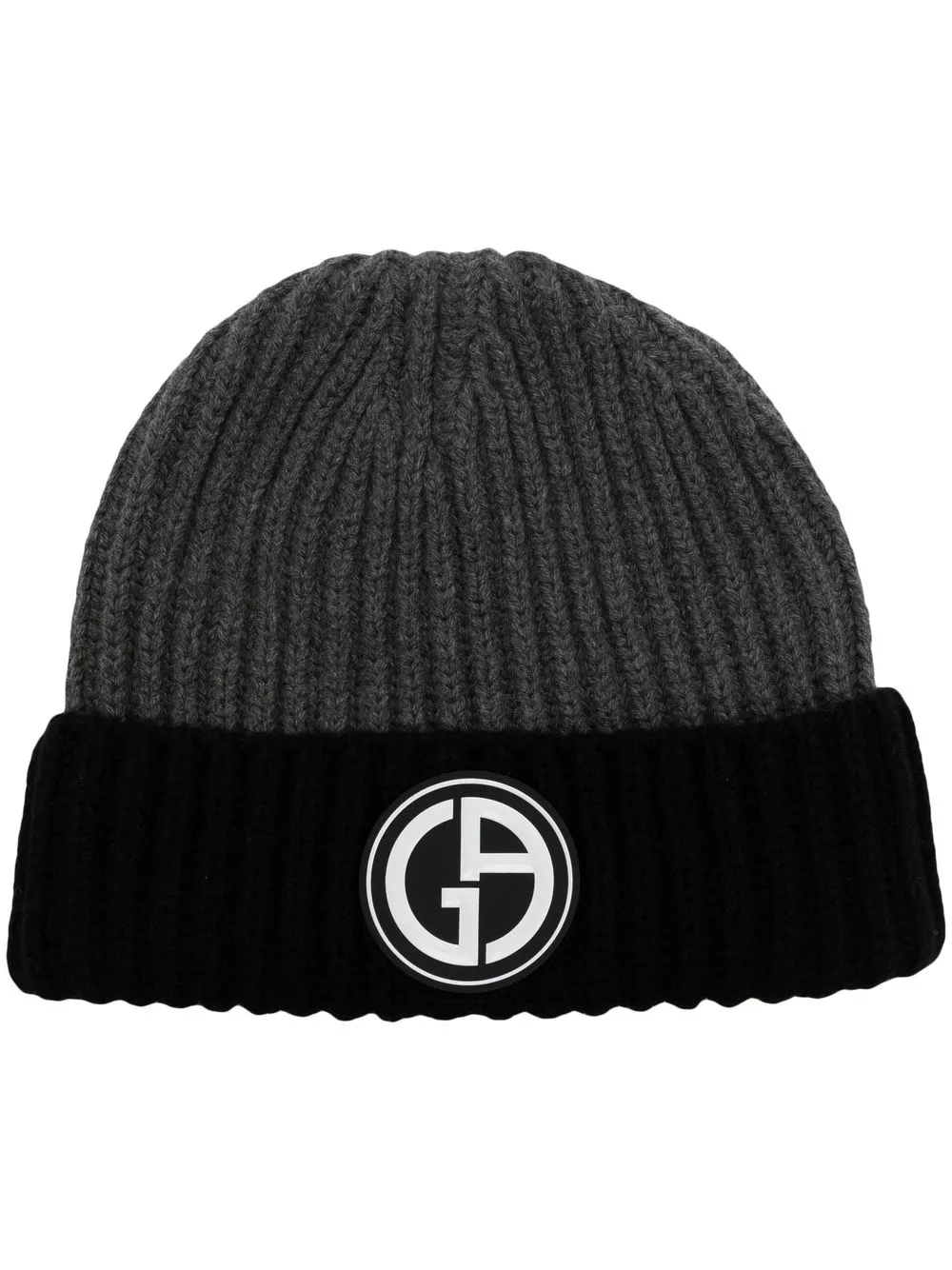 

Giorgio Armani gorro tejido con parche del logo - Gris