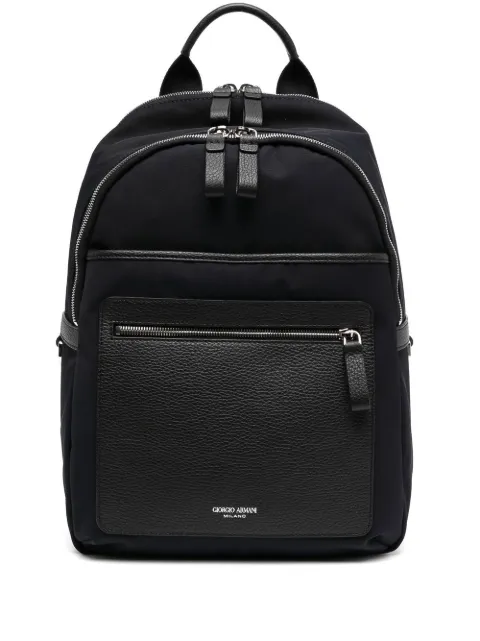 giorgio armani embossed-logo detail backpack