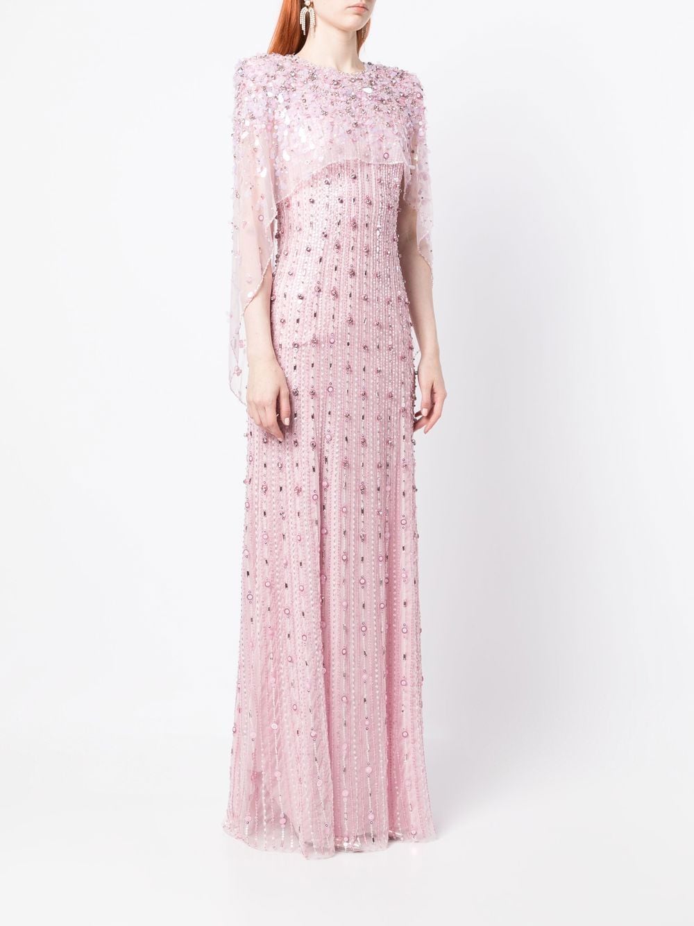 Shop Jenny Packham Nettie Rhinestone-embellished Dress In Pink