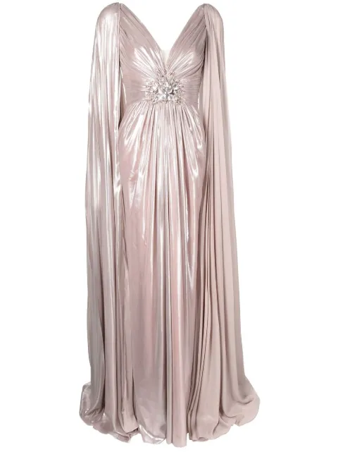 Jenny Packham Celia cape-sleeved gown