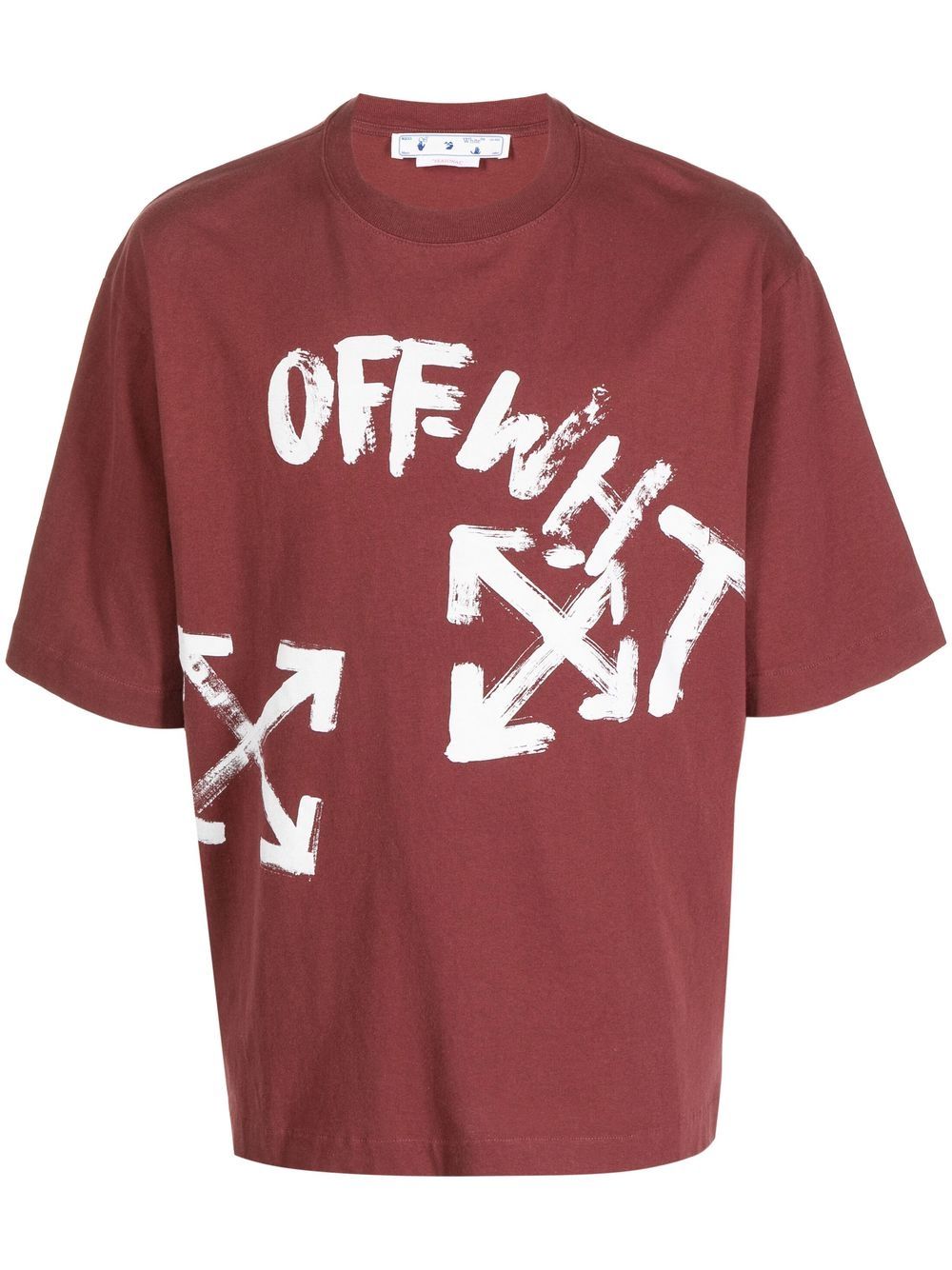 

Off-White playera con estampado de script - Marrón