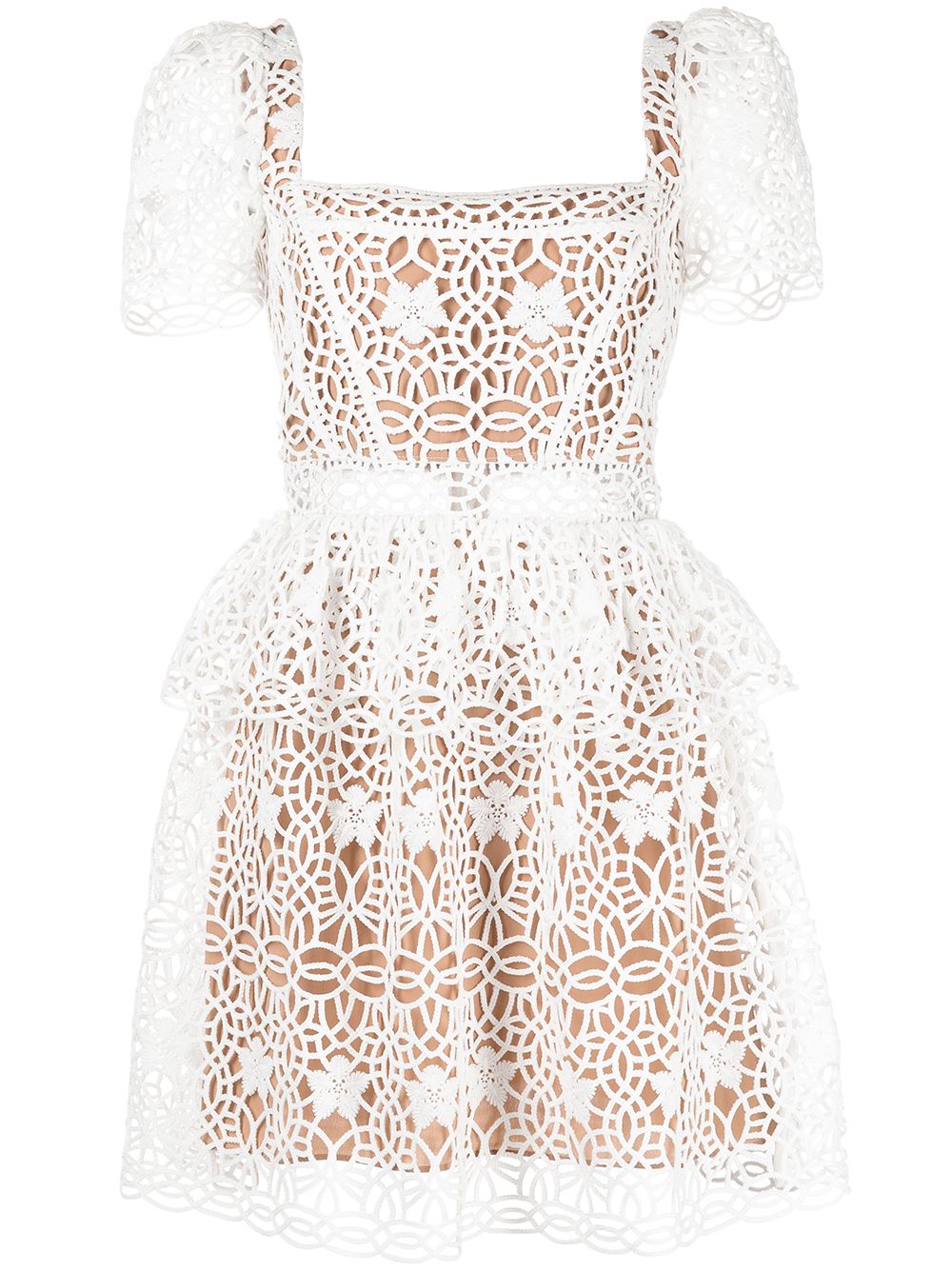 Tiered guipure store lace mini dress