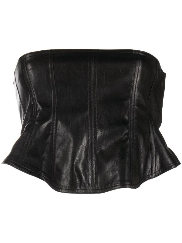 Black Faux Leather Corset X09015