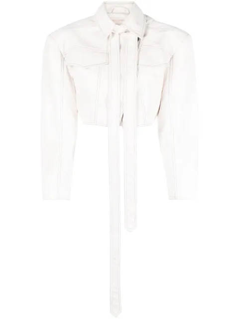 Materiel stitched cropped jacket 