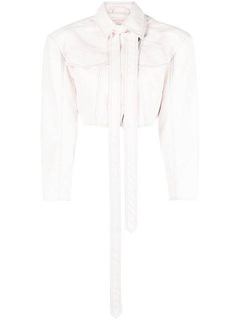 Materiel stitched cropped jacket 