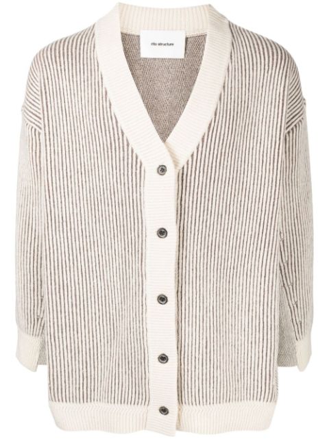 RITO STRUCTURE ribbed-knit V-neck cardigan