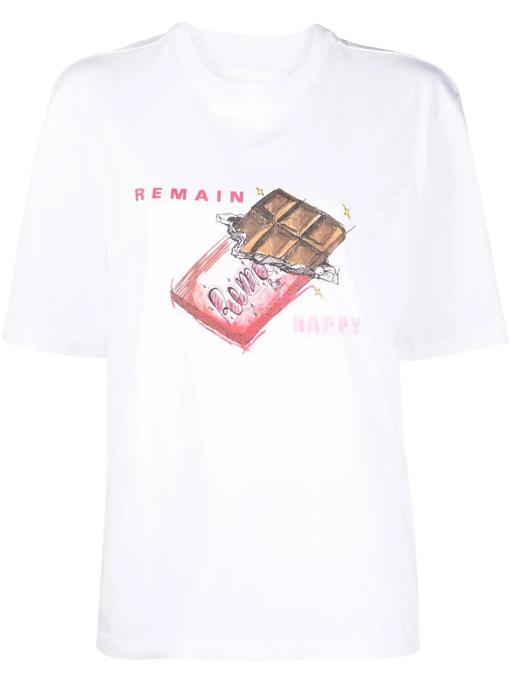 

REMAIN graphic-print organic cotton T-shirt - 1740 BRIGHT WHITE CHOCOLAT COMB