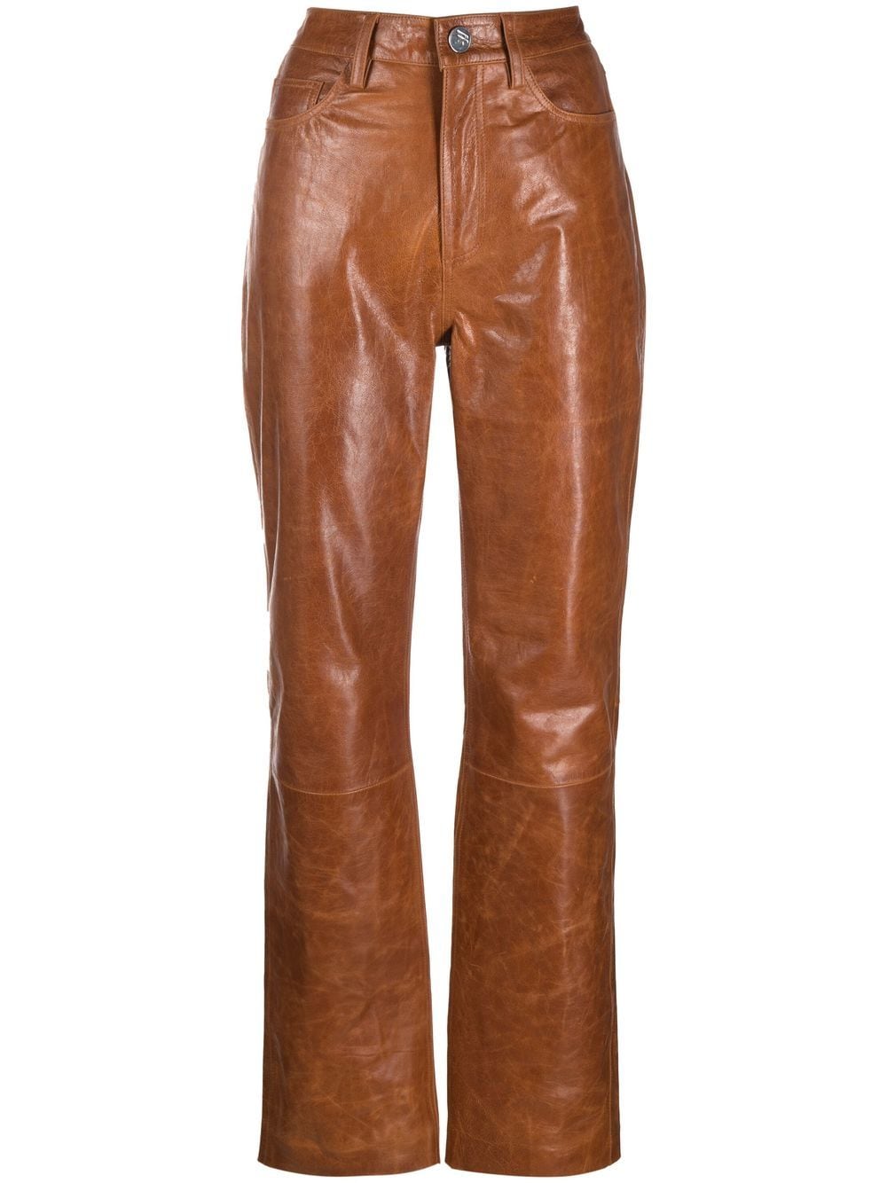 Lynn leather straight-leg trousers