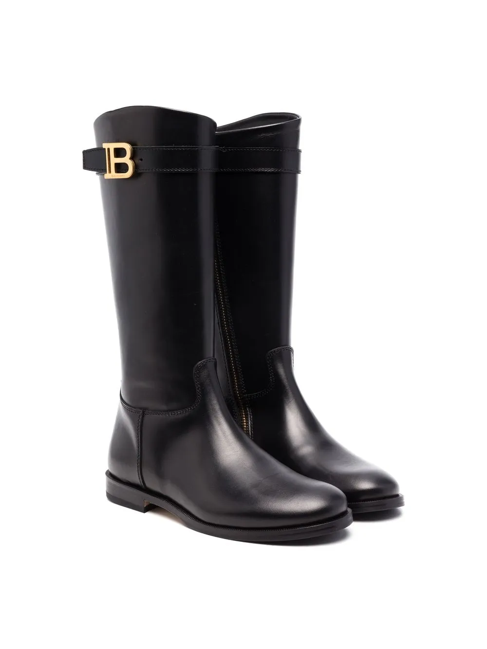 Balmain Kids' Side Logo-plaque Detail Boots In Black