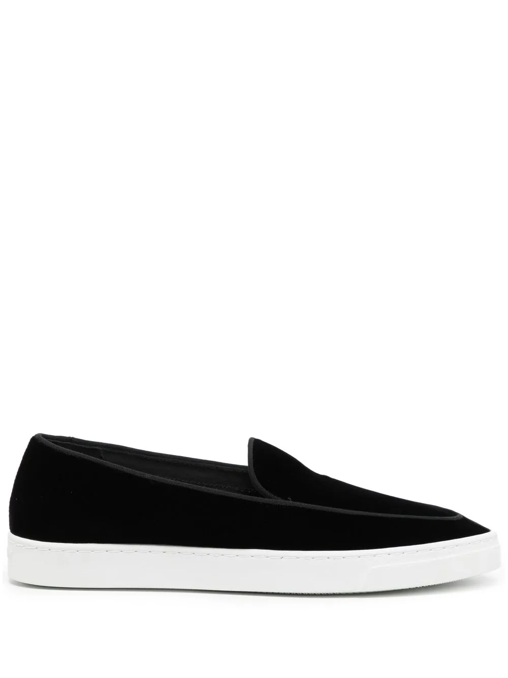 

Giorgio Armani round toe velvet slippers - Black