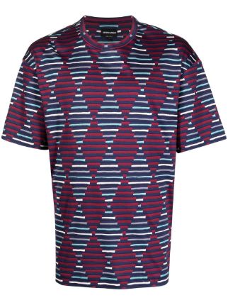 Giorgio Armani Striped diamond-print T-shirt - Farfetch