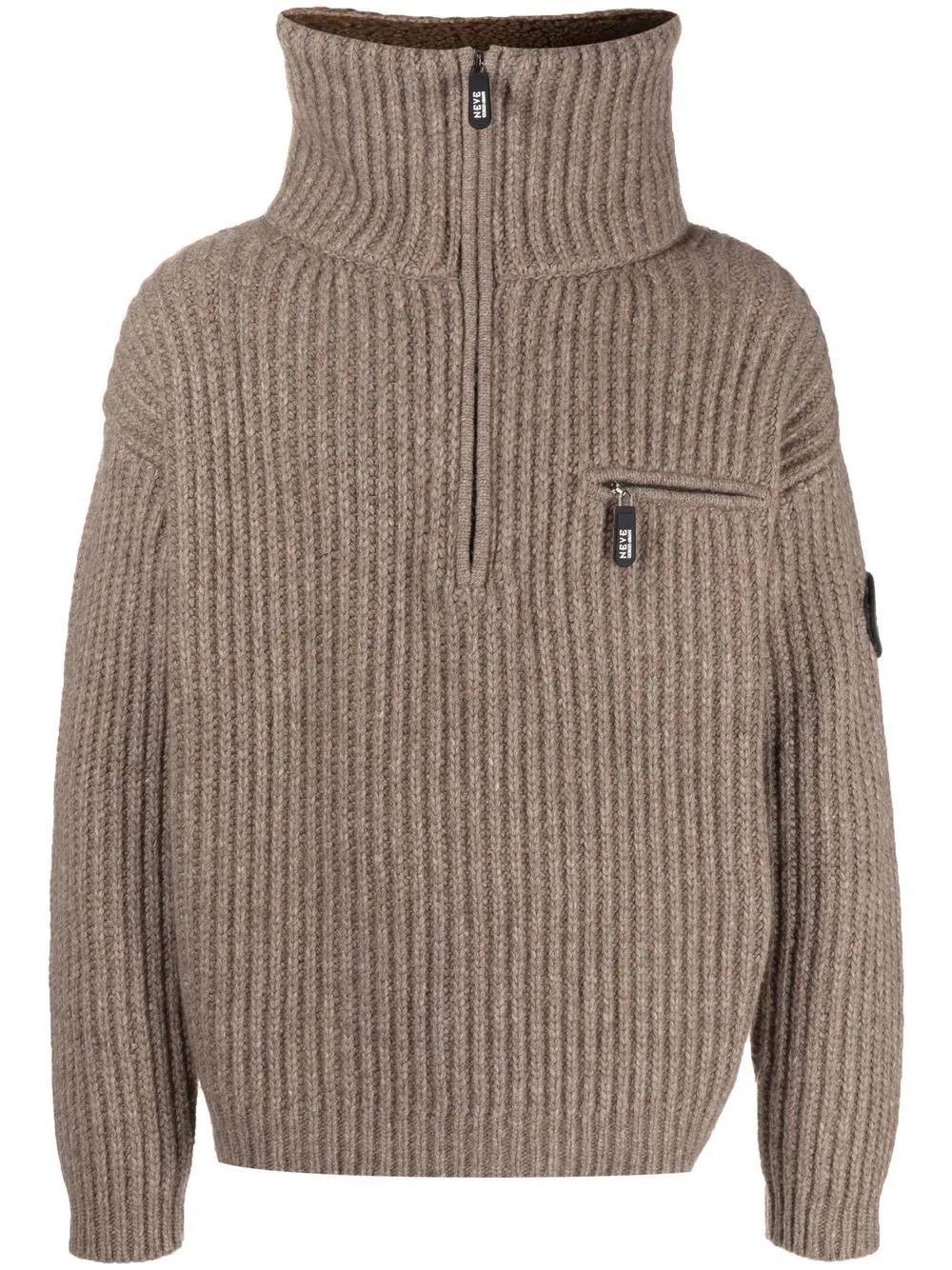 

Giorgio Armani ribbed-knit shearling-lined jumper - Brown