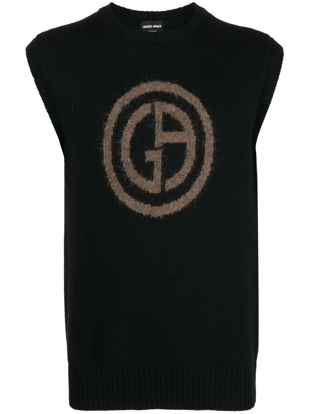 

Giorgio Armani logo-intarsia wool vest - Negro