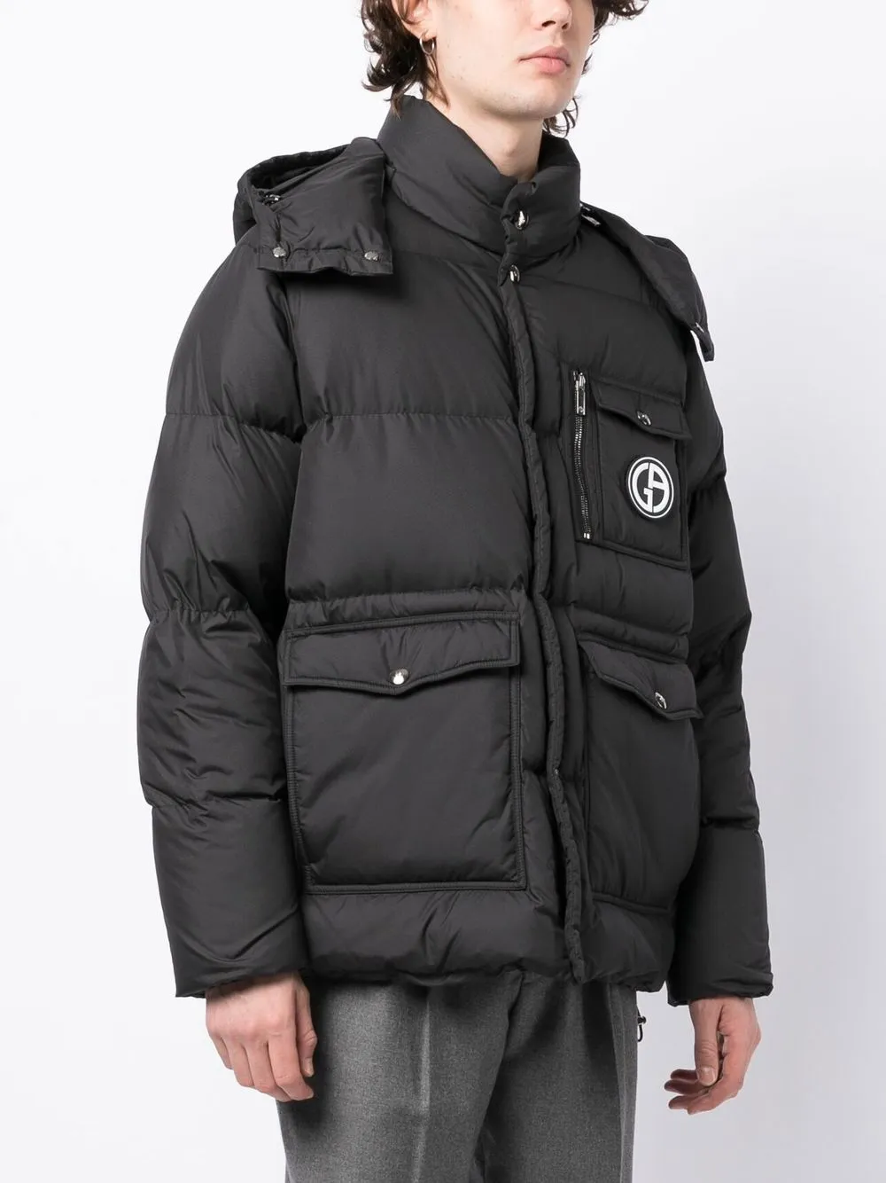 GIORGIO ARMANI LOGO-PATCH PADDED JACKET