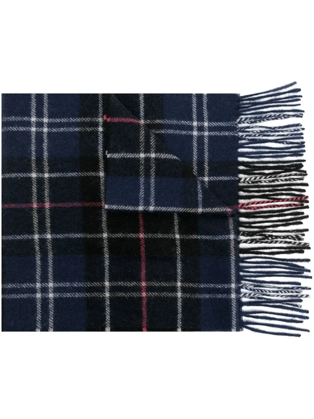 

Barbour tartan-check fringed wool scarf - Blue