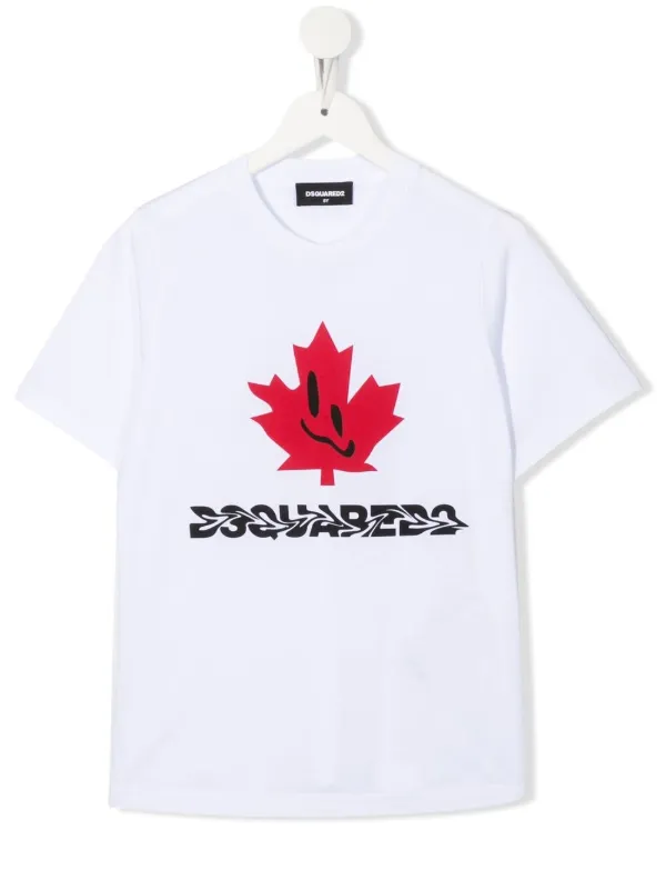 【新品】dsquared2 kids デザインロゴTシャツ　ホワイト150cm DSQUARED2 KIDS ディースクエアード・キッズ ロゴ Tシャツ | ホワイト