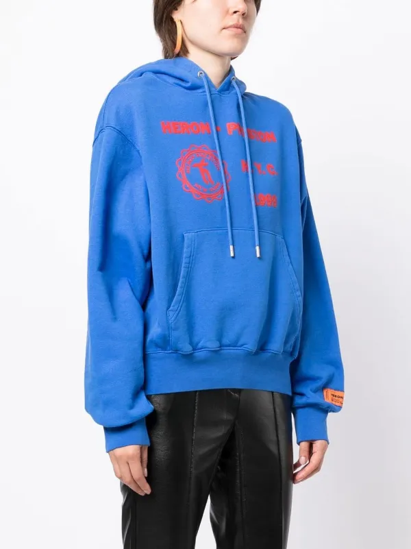 Heron Preston Medieval graphic-print Hoodie Blue FARFETCH UZ