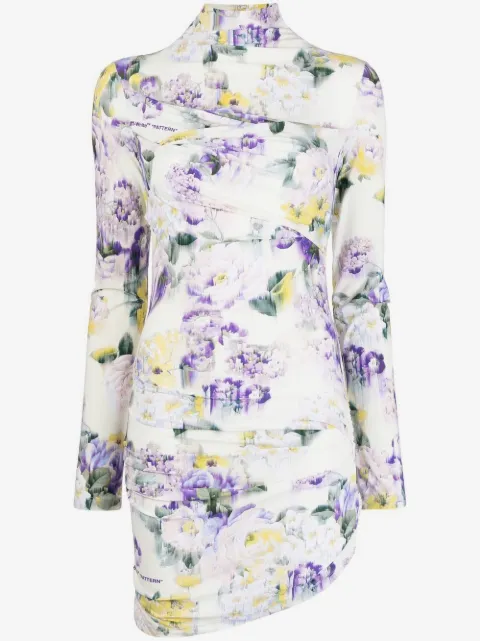 Off-White floral-print draped dress
