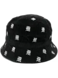 R13 all-over embroidered-logo bucket hat - Black