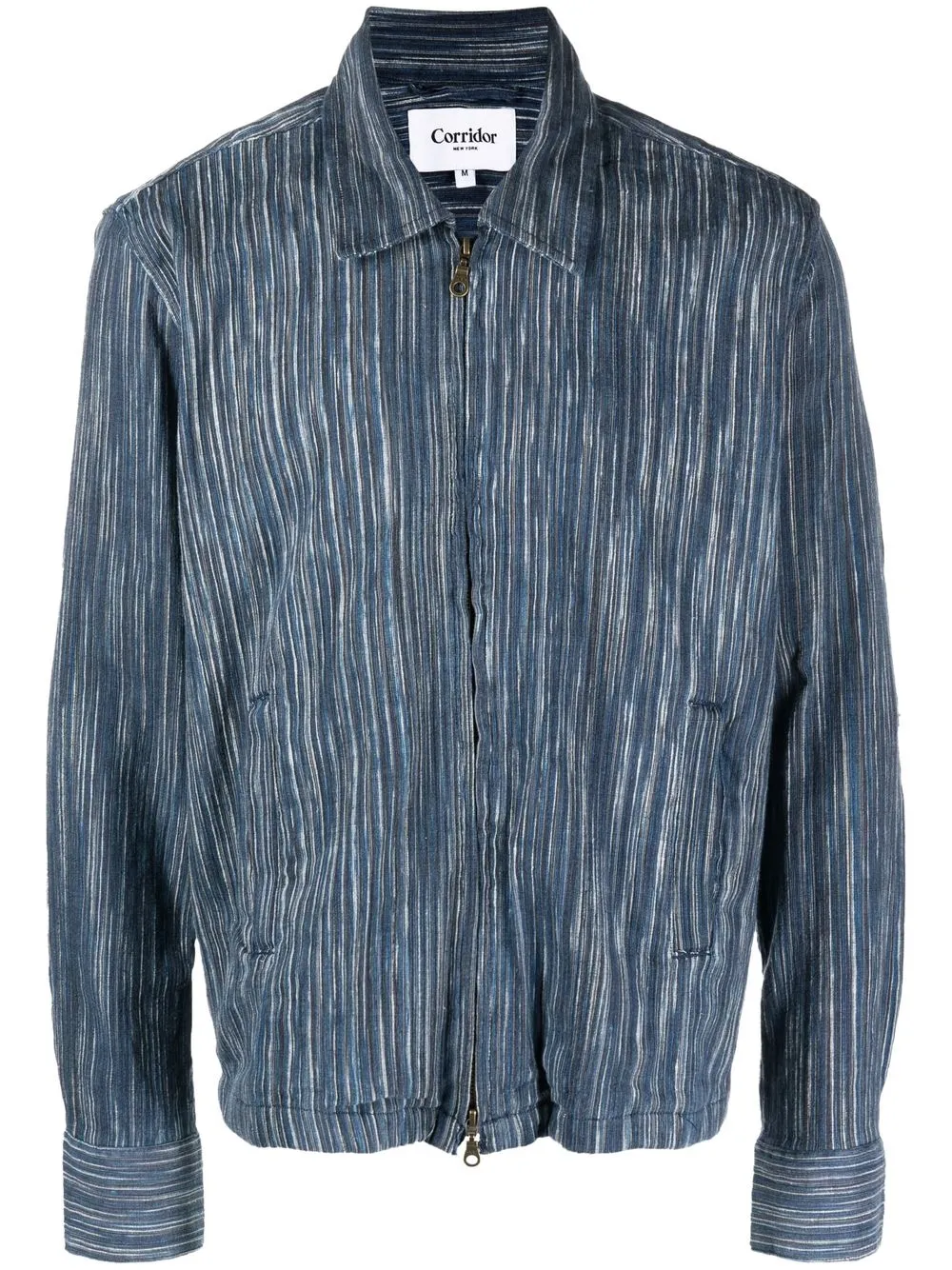 

Corridor corded static stripe zip-up jacket - Blue