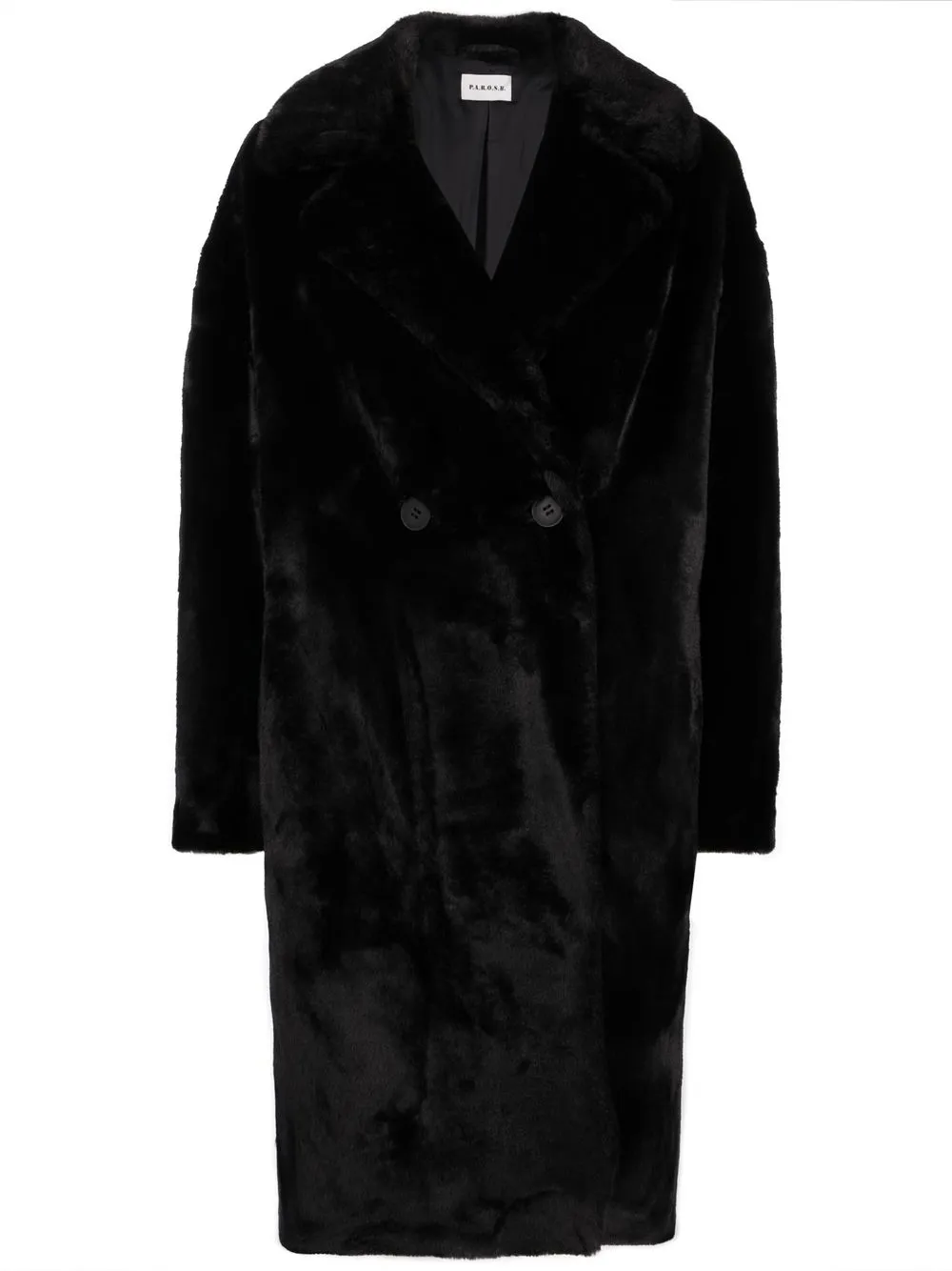 

P.A.R.O.S.H. double-breasted faux-fur coat - Black