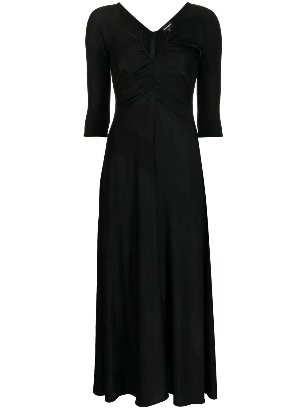 

Giorgio Armani vestido midi con mangas tres cuartos - Negro