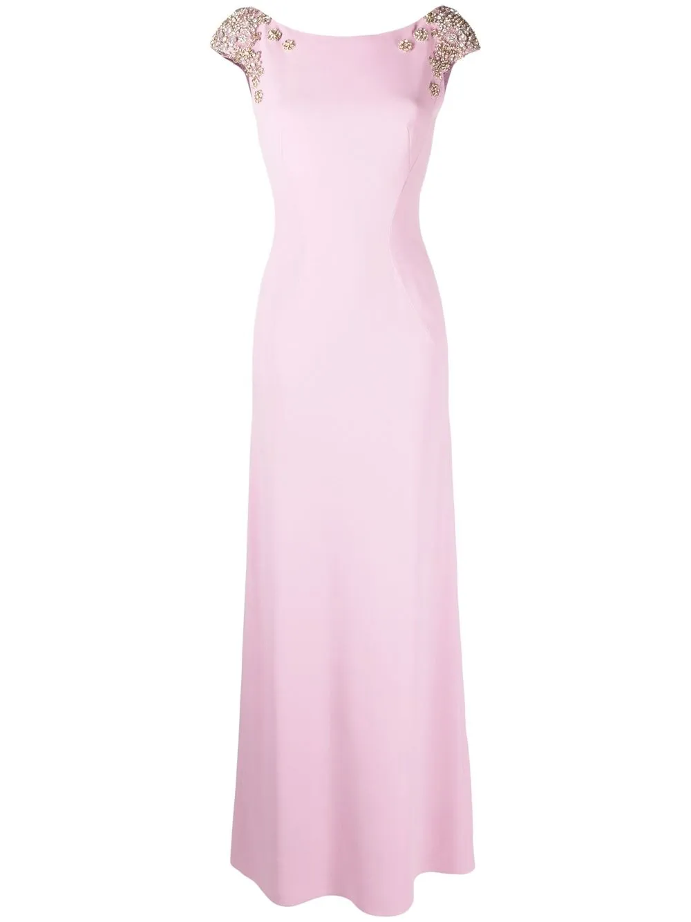 Jenny Packham vestido largo con detalles de cristal - Rosado