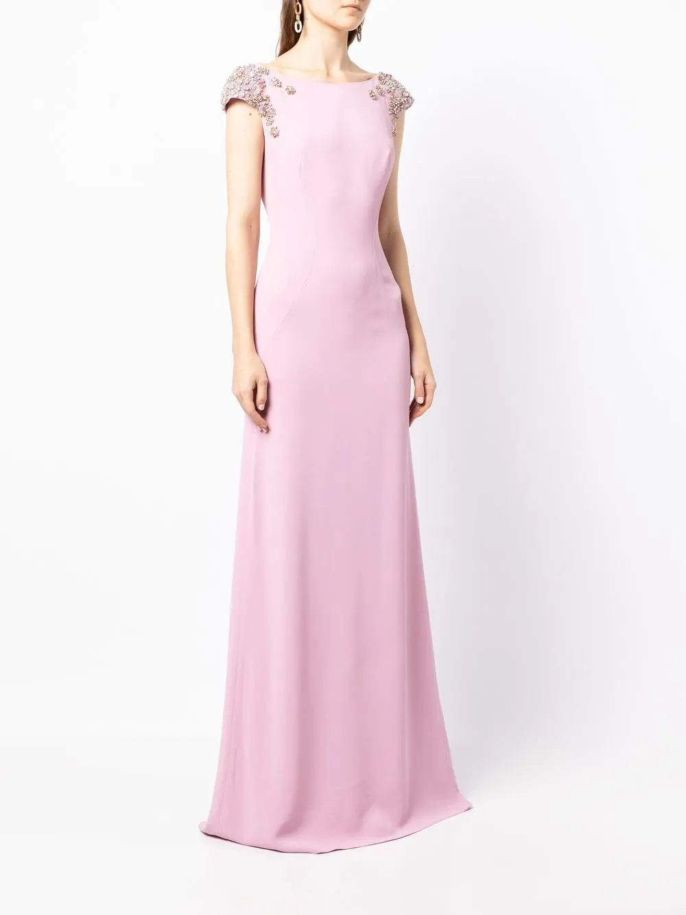 Jenny Packham Maxi-jurk verfraaid met kristallen - Roze