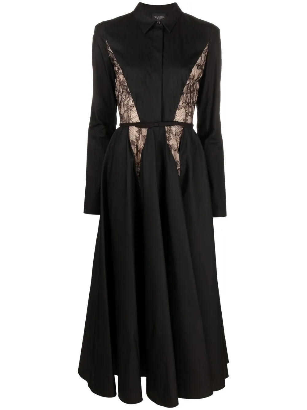 

Giambattista Valli vestido camisero con paneles de encaje - Negro