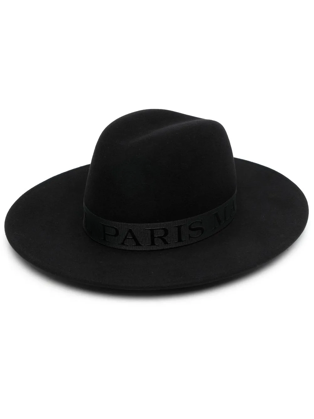 

Maison Michel logo-band wide-brim hat - Black