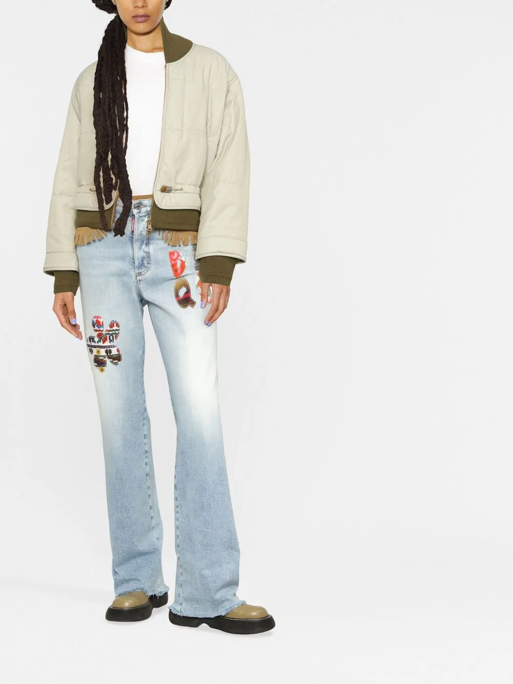  Dsquared2 Bootcut Jeans Mit Fransen   Blau 