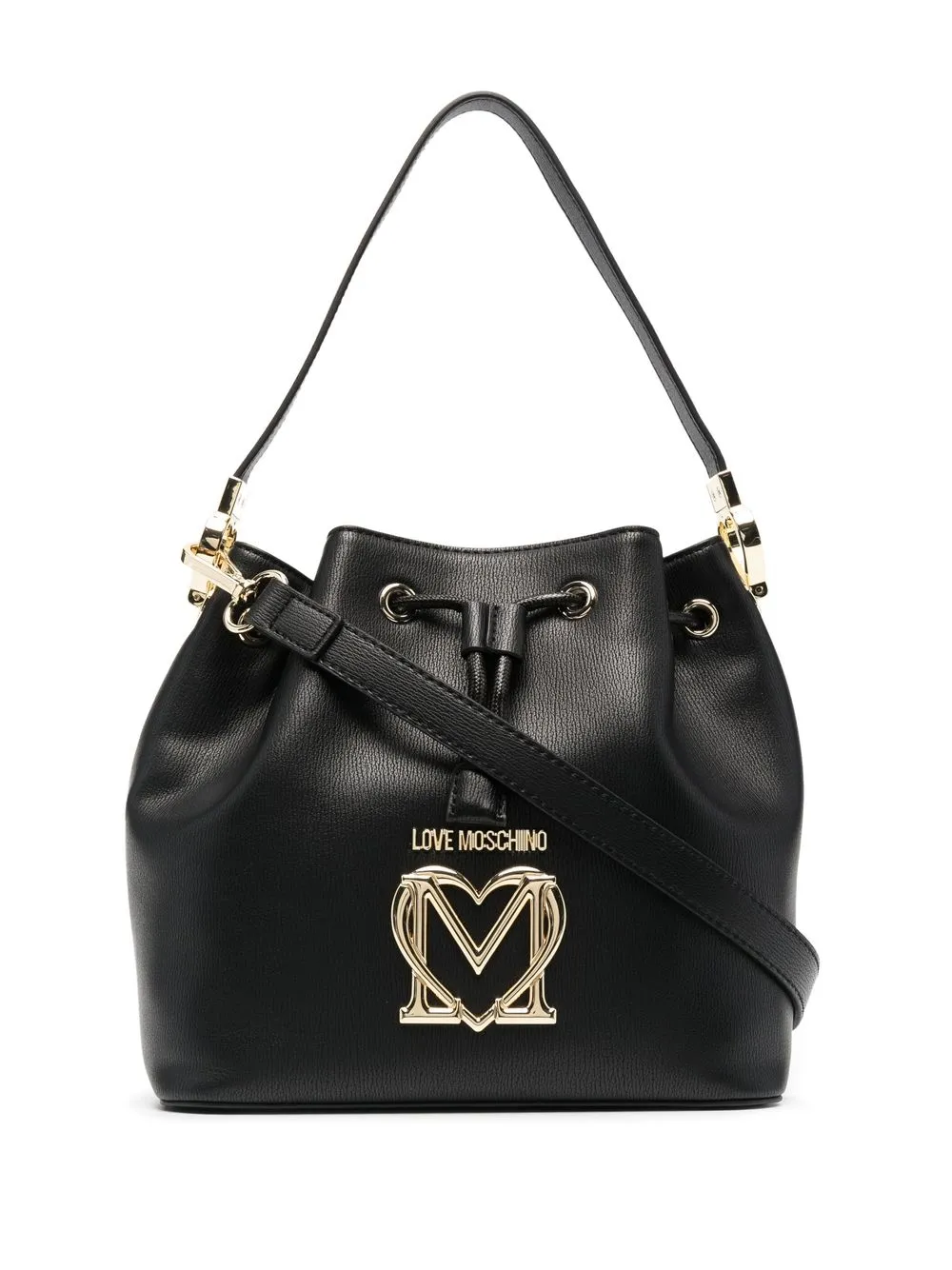 

Love Moschino Fancy Heart logo-plaque bucket bag - Black