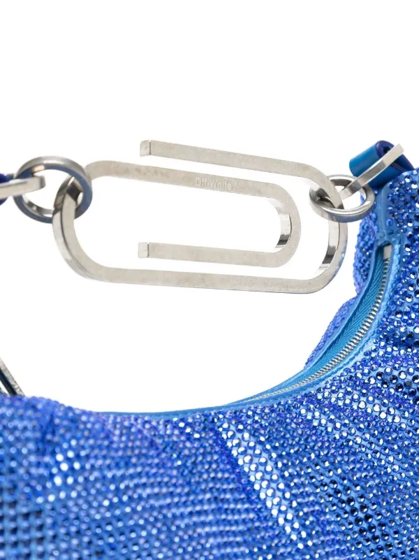Off-White Paperclip Studded Shoulder Bag | Blue | FARFETCH