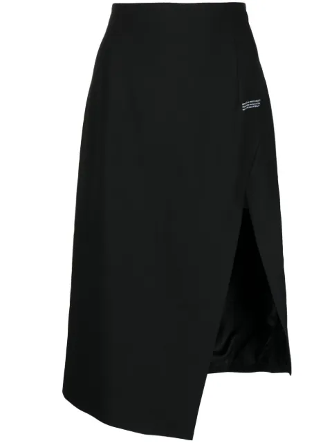 Off-White logo-print side-slit skirt