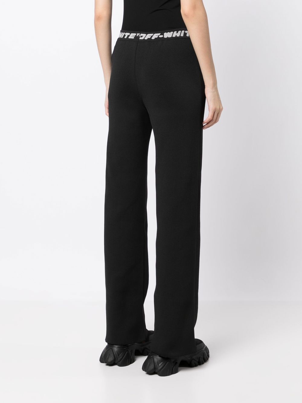 Off-White logo-waistband straight-leg trousers Women