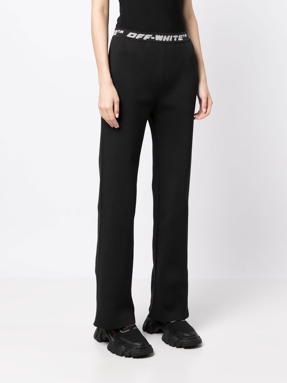 Off-White logo-waistband straight-leg trousers Women