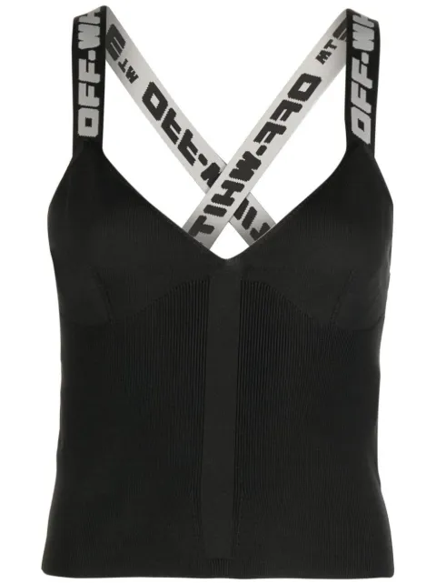 Off-White logo-tape knitted top