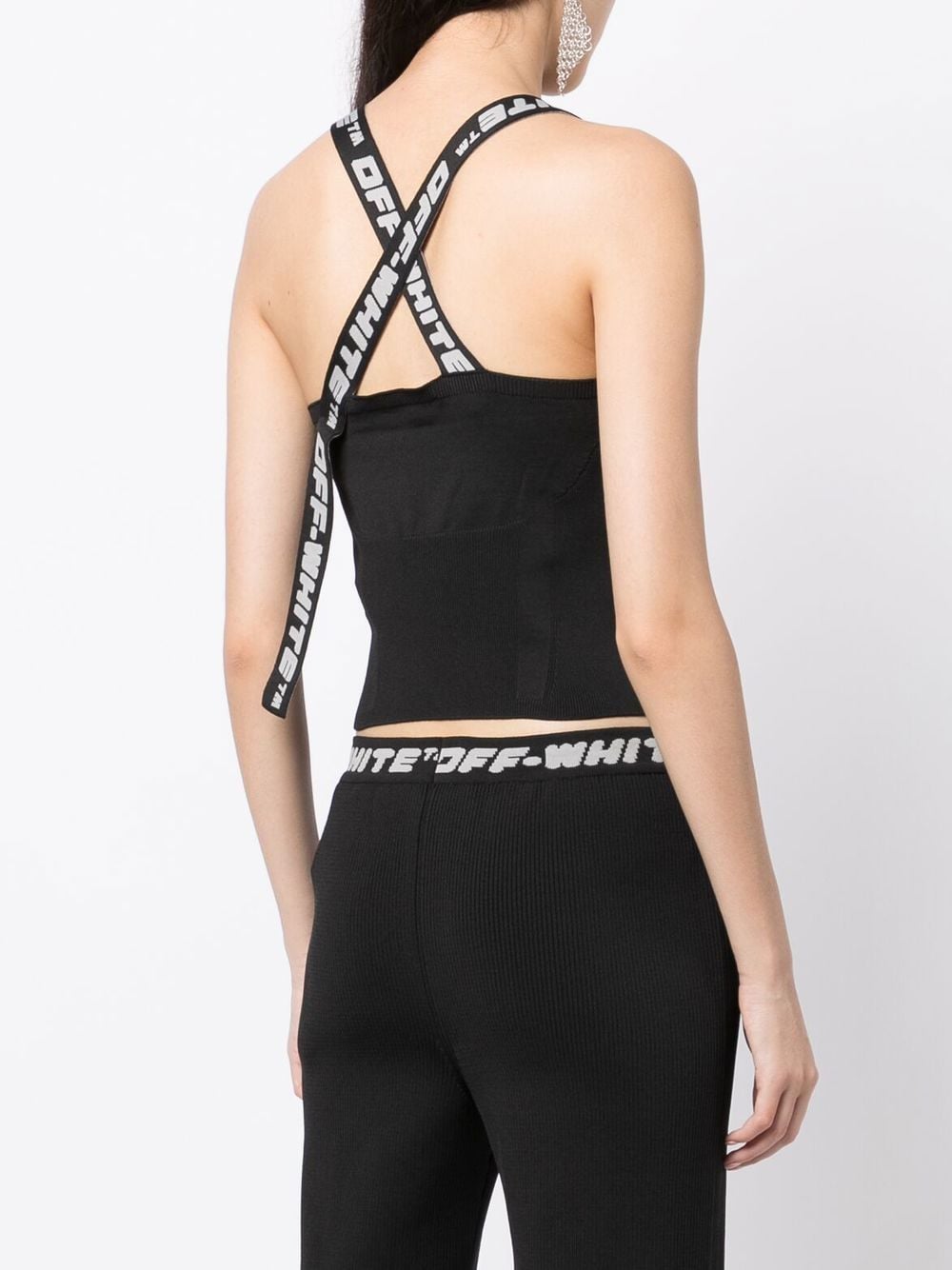 Shop Off-white Logo-tape Knitted Top In Black