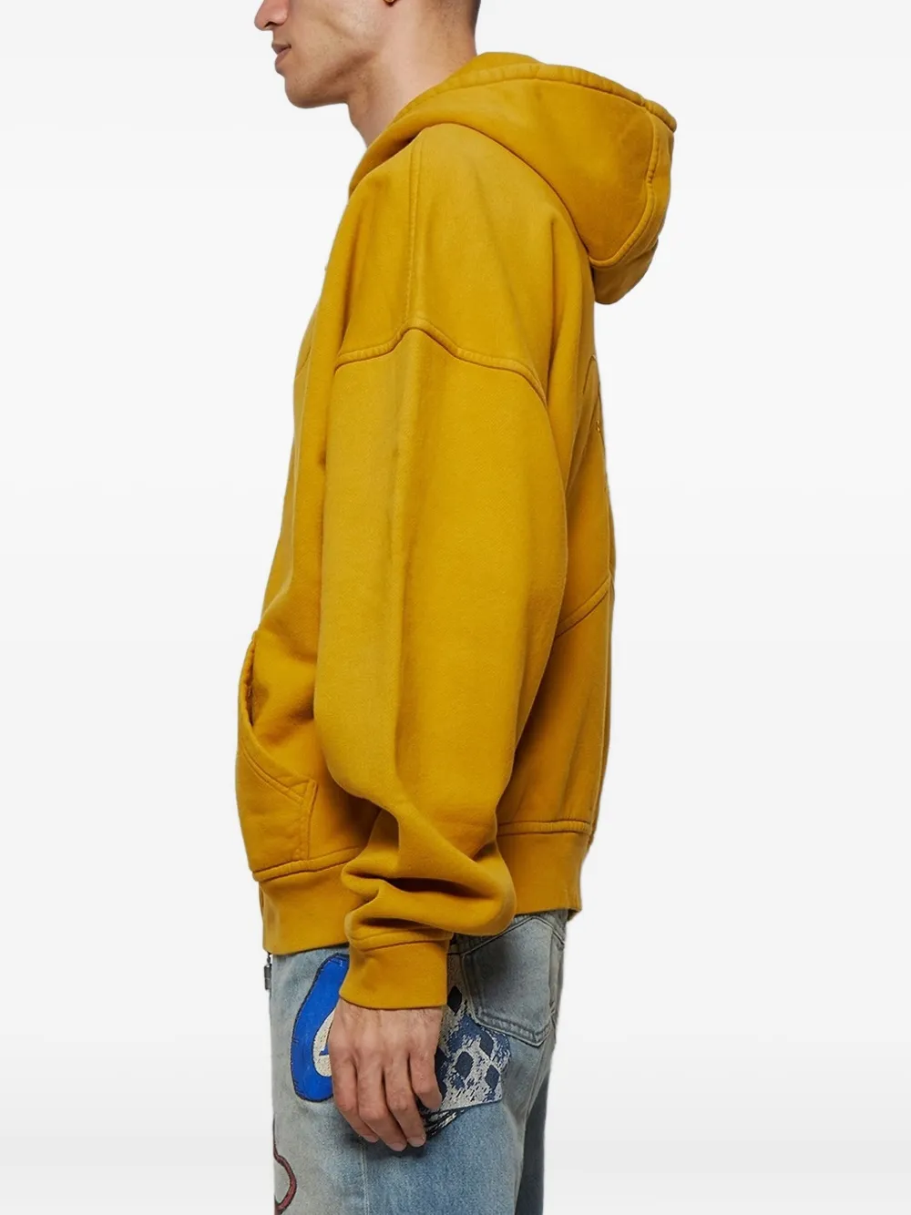 RHUDE logo-embroidered hoodie Geel