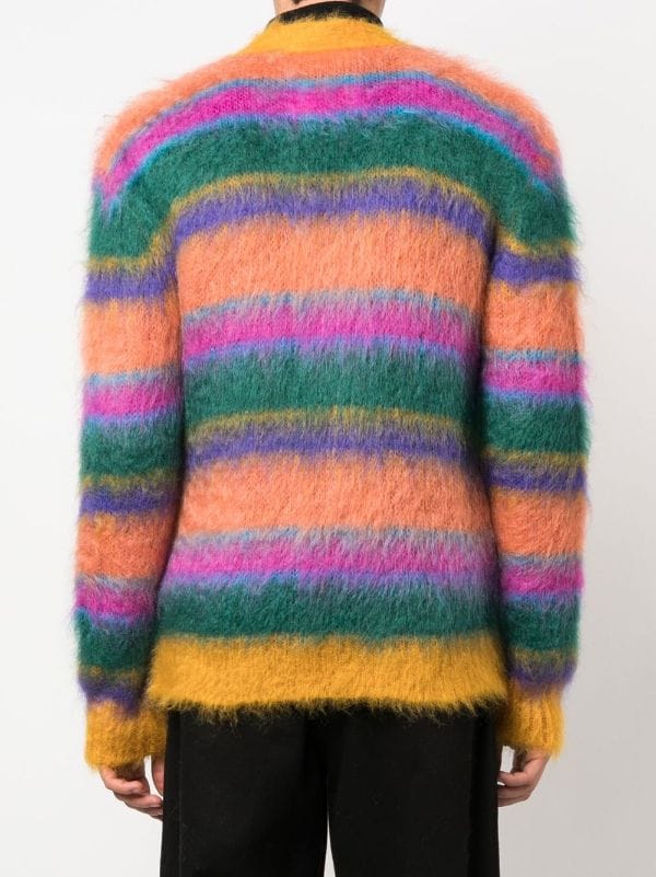 Marni V-neck Striped Mohair Cardigan - Farfetch