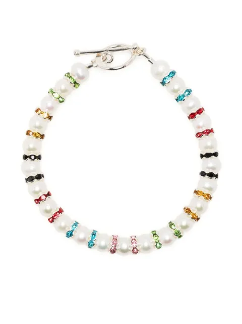 A Sinner in Pearls pearl rhinestone spacer bead bracelet