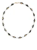 A Sinner in Pearls daisy bead pearl necklace - White