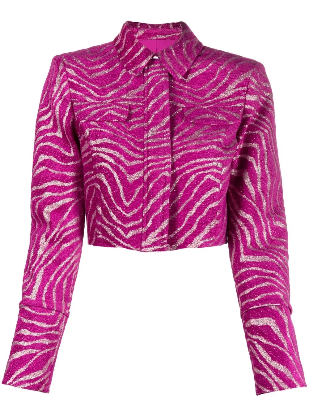 

Genny cropped patterned-jacquard jacket - Pink