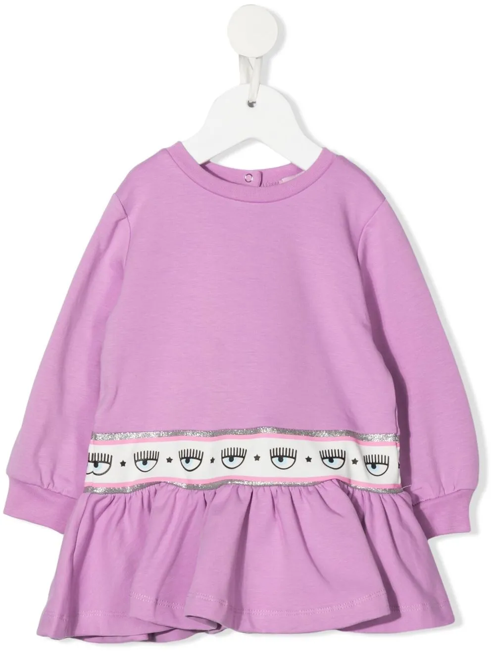 

Chiara Ferragni Kids vestido manga larga con logo estampado - Morado