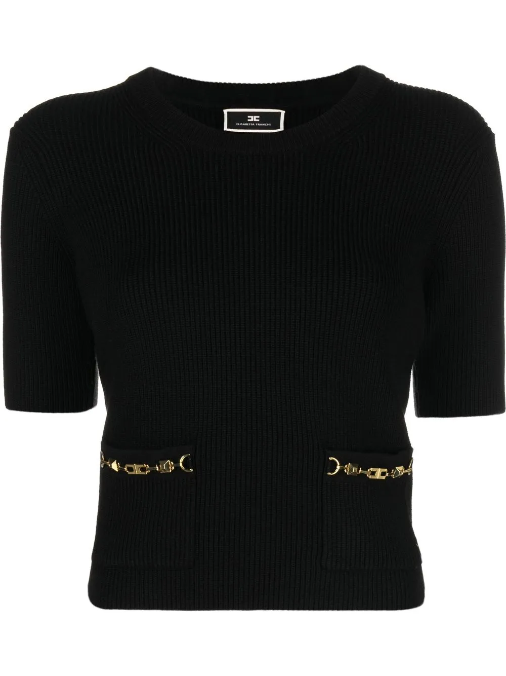 

Elisabetta Franchi horsebit-detail ribbed-knit top - Black